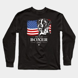 Proud Boxer Dog Dad American Flag patriotic dog Long Sleeve T-Shirt